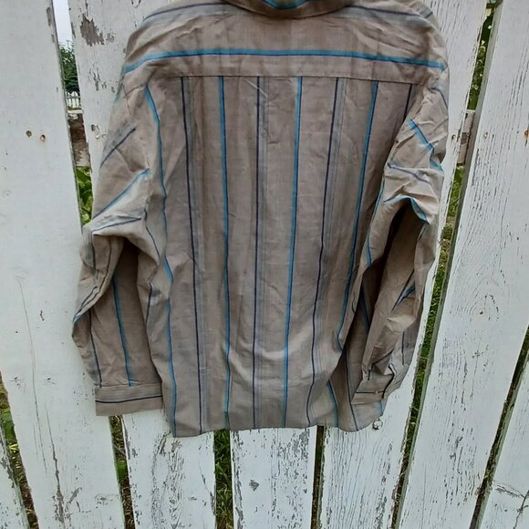 Vintage Grey and teal striped button-up by Perspective - Picture 5 of 5